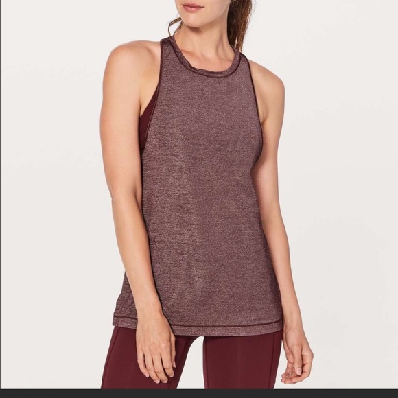 Lululemon Burgundy Marled High Neck Top - Picture 2 of 5